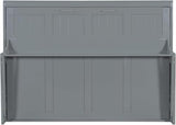 Full Horizontal Murphy Bed with Desk,Solid Wood Folding Hideaway Murphy Wall Bed for Adult,Guest Room (Grey) MERITLINE
