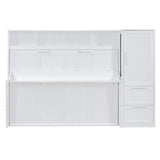 YOPTO Queen Size Horizontal Murphy Bed,Hidden Folding Wall Bed Frame with Built-in Top Shelf,Side Wardrobe & 2 Storage Drawers,Multipurpose Platform Bed,Space Saving,for Guest Room,Home Office,White YOPTO