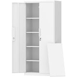 GREATMEET Garage Storage Cabinets, Metal Storage Cabinet with 2 Doors and Shelves, 71" H Metal Pantry, Lockable Storage Cabinets, Tool Storage Utility Cabinet for Office, White GREATMEET