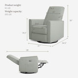 évolur Harlow Upholstered Power Glider Recliner with USB Charging – Rocking & 275° Swivel with Smooth Glide – Greenguard Gold & FSC Certified – Modern Nursery and Living Room Chair in Light Grey