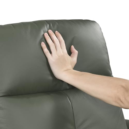 Lexicon Swivel Glider Recliner Chair, Comfy Nursery Glider, Top Grain Leather Match Recliner, Manual Reclining Chair for Living Room/Office/Apartment, Green Lexicon