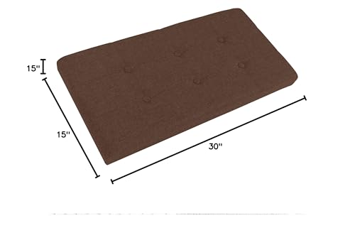 Folding Storage Ottoman - 30-Inch Tufted Footrest, Linen Chest, or Bench with Removable Bin for Living Room, Bedroom, or Dorm by Lavish Home (Brown) Lavish Home