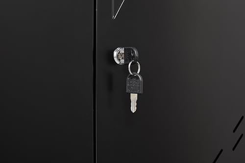 Generic Metal Locker Storage Cabinets, 72” Black Tall Steel Locker, Lockable Doors for Home, Garage. Garden OM566 WoodArtSupply