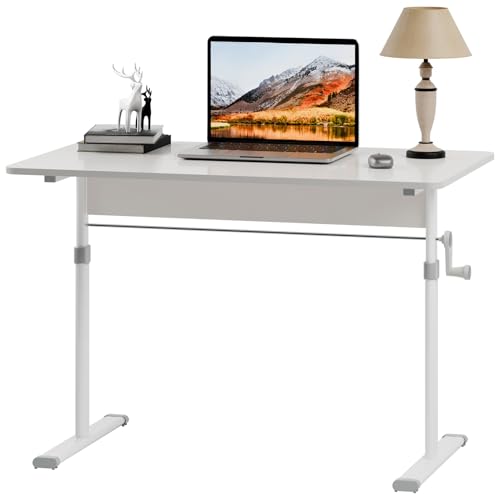 cdar Manual Standing Desk, Adjustable Height Game Desk, Hand Crank Standing Desk, Hand Lifting Computer Desk, Manual Stand Up Desk 100 cm cdar