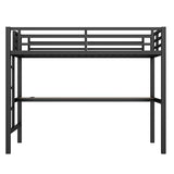 Bellemave Twin Loft Bed with Desk and LED, Metal Twin Loft Bed Frame with USB guardrail and Ladder for Adults, Kids, Teens, Black Bellemave