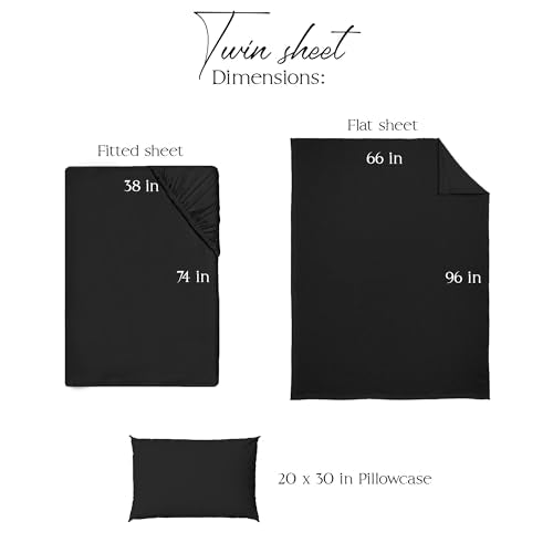 Northwest Ashford Home Essentials Bedding, 3 Piece Twin Size Sheet Set, Stretch Limo Black Northwest