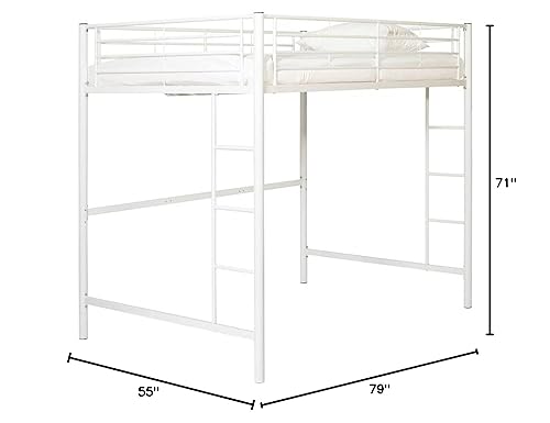 Walker Edison Timothee Urban Industrial Metal Double over Loft Bunk Bed, Full Double, White Walker Edison