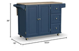 Homestyles Mobile Kitchen Island Cart with Wood Top and Dropleaf Breakfast Bar, Blue homestyles