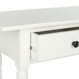 SAFAVIEH Home Collection – Rosemary Distressed Cream Console Table with Drawers & Shelf, Classic Contemporary Storage Console, Turned Leg Design (AMH5705C) SAFAVIEH
