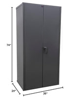 Jamco Extra Heavy Duty Steel Storage Cabinet with Solid Lockable Doors, 14-Gauge All-Welded Metal Cabinet, 4 Adjustable Shelves, 7,200 lbs Capacity, 24" D x 36" W x 74" H, Gray Jamco