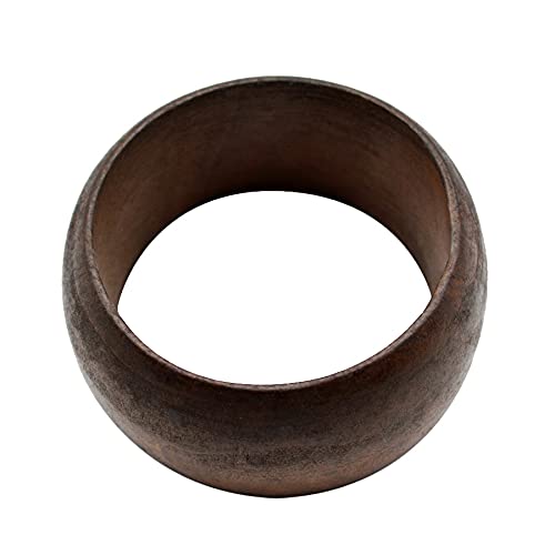 Handmade Ethnic Wood Cuff Bracelet Natural Wooden Large Bangles Round DIY Natural Wooden Chunky Bracelet Simple Engraved Geometric Braid Woven Bangle for Women Girl Jewelry-Round Shape Caiyao