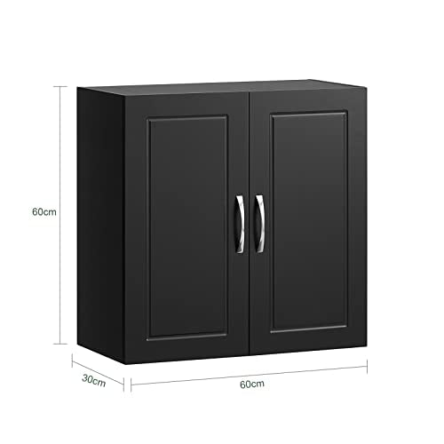 Haotian FRG231-SCH, Black Kitchen Bathroom Wall Cabinet, Garage or Laundry Room Wall Storage Cabinet, Black Stipple, Linen Tower Bath Cabinet, Cabinet with Shelf - WoodArtSupply