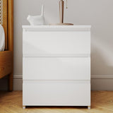 Modern Nightstand Bedside Table with 3 Drawers, End Table Sofa Side Table with Cut-Out Handle for Bedroom (1, White) Panana
