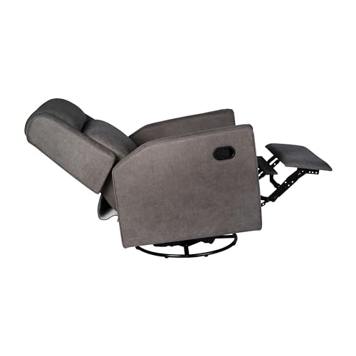 Flash Furniture Cash Swivel Glider Rocking Recliner, Manual Recliner with 360 Degree Swivel, for Living Room, Bedroom, or Nursery, Fabric Upholstered, Dark Gray Flash Furniture