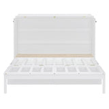 Merax Murphy Bed, Solid Wood Cabinet Bed, Converts to Cabinet for Space Saving, Queen Size, White Merax