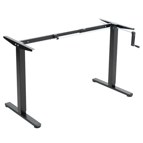 VIVO Compact Hand Crank Stand Up Desk Frame for 37 to 77 inch Table Tops, Ergonomic Standing Height Adjustable Base with Foldable Handle, Black, DESK-M051MB VIVO