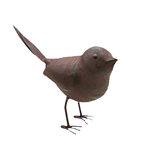 Colonial Tin Works Decorative Small Cute Songbird Song Bird Statue Figurine Home Décor, 5.5" x 4" x 2", Rust/Brown (Ser of 1)