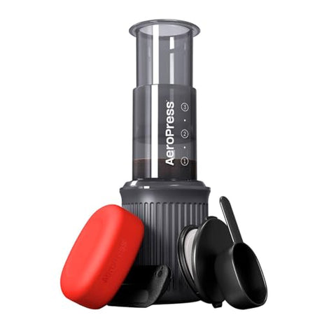 AeroPress Go Travel Coffee Press Kit - 3 in 1 brew method combines French Press, Pourover, Espresso - Full bodied coffee without grit or bitterness - Small portable coffee maker for camping & travel AeroPress