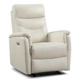 CANMOV Power Recliner Chair for Adults, Genuine Leather Reclining Chair with Overstuffed Arm and Back, Electric Single Reclining Sofa with USB Charging Ports for Living Room Nursery, Bedroom(White)