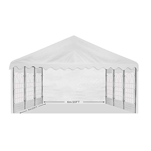 AMERICAN PHOENIX Party Tent PVC 20x20 ft Heavy Duty Canopy Shelter for Wedding Event White with Fire Retardant (20x20 FT, White-PVC)