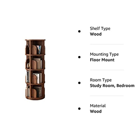 360-Degree Rotating Solid Wood Children's Bookshelf - HAOHAOMAI Creativity Corner in Brown Bookcases