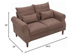 Panana Modern Sofa 54.5" Loveseat Couch with Cushion Back and Arms, 2 Seater Sold Wood Legs Sofa (Brown Linen, Rolled arm) Panana