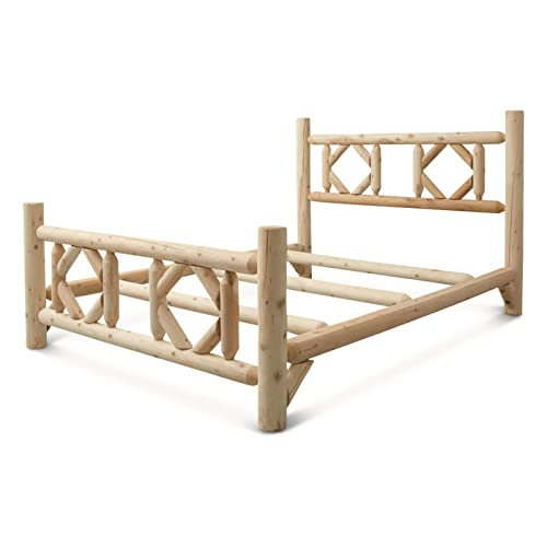 Rustic Diamond Cedar Log King Bed Frame by CASTLECREEK - WoodArtSupply