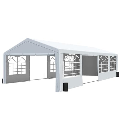 GARTOO 20' x 30' Canopy Party Tent & Carport - Heavy Duty Outdoor Wedding Gazebo with 4 Sand Bags, Event Shelter Canopy for Outdoor Event, Wedding, Birthday Party