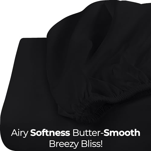 Utopia Bedding King Fitted Sheet - Bottom Sheet - Deep Pocket - Soft Microfiber - Shrinkage and Fade Resistant - Easy Care -1 Fitted Sheet Only (Black) Utopia Bedding