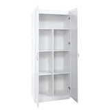 Manhtattan Comfort Hopkins Modern Freestanding Storage Closet with 7 Spacious Shelves and Soft Close Doors, Multipurpose Wardrobe Cabinet for Bedroom, 72" High, Large, White Manhattan Comfort