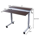 S STAND UP DESK STORE Crank Adjustable Tier Standing Desk with Heavy Duty Steel Frame (Silver Frame/Dark Walnut Top, 48in Wide) S Stand Up Desk Store