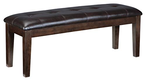 Signature Design by Ashley Haddigan Traditional Upholstered Dining Room Bench, Dark Brown - WoodArtSupply