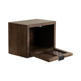 Kate and Laurel Mezzeta Modern Floating Shelf Side Table with Storage Cubby; 16 x 10 x 12; Natural Wood; Decorative Slatted Wood Floating Nightstand with Pull Down Door for Use as Bathroom Storage Kate and Laurel