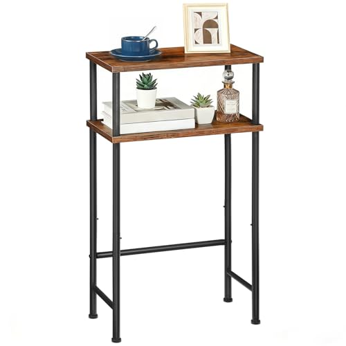 HOOBRO Narrow Console Table for Small Space, 15.7" Entryway Table with Storage, Sofa Table with 2 Shelves, Skinny Console Table for Entryway, Hallway, Living Room, Rustic Brown and Black BF40XG01 HOOBRO