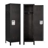 Anxxsu Metal Storage Locker, Lockable Employees Metal Locker with Door, 55" Height Steel Locker for Home, School, Office, Gym (Retro Black) Anxxsu