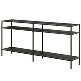 Henn&Hart 64" Wide Rectangular Console Table with Metal Shelves in Blackened Bronze, Entryway Table, Accent Table for Living Room, Hallway Henn&Hart