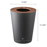 Yamazaki Home Trash Can - Small Modern Home Wastebasket for Bathroom Kitchen office Steel + Wood One Size Walnut YAMAZAKI