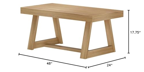 Plank+Beam Classic Rectangular Coffee Table, 48 Inch Farmhouse Coffee Table, Mini Center Tables for Small Spaces, Small Living Space Tea Table, Blonde Wirebrush - WoodArtSupply