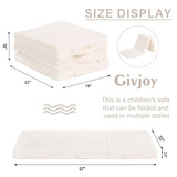 Givjoy Foldable Floor Mattress for Kids, Toddler Washable Tri Folding Floor Nap Mat for Sleeping Daycare, Child Trifold Futon Sofa Bed with Storage Bag for Playroom, Bedroom, Girls and Boys Givjoy