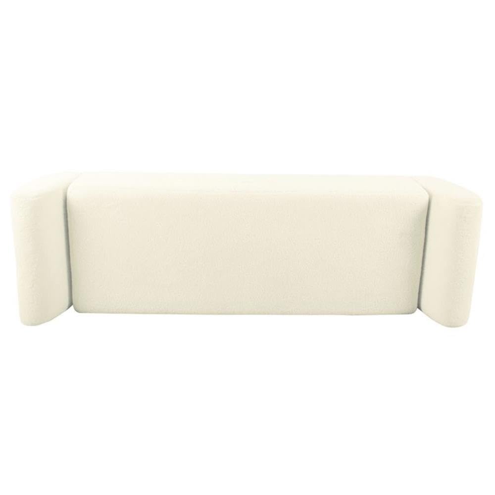 HomePop Modern Storage Bench with Wood Legs Home Décor|Bench with Storage for Living Room & Bedroom - Sherpa Cream HomePop