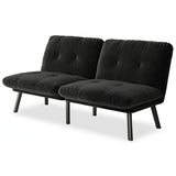 homeokay Futon Sofa Sleeper Couch Bed with Adjustable Backrest Thick Cushion Velvet Fabric for Department Living Room Lounge Sofa Loveseat (Black) homeokay