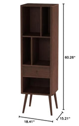 Baxton Studio FP-6785-Walnut Bookcase, 15.21LX18.41WX60.26H, Walnut Brown Baxton Studio