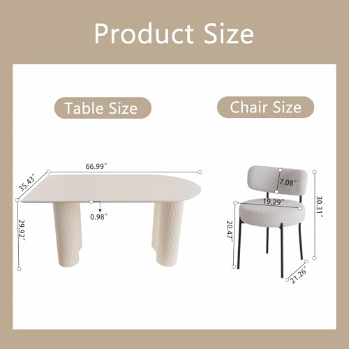 Hilknen Modern Cream Dining Table Set for 4, 5 Piece Dining Table and Chairs Set, 63" White Oval Dining Table with 4 Modern Chairs, Kitchen Table and Chairs Set for 4-6 Person Ideal for Dining Room Hilknen