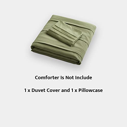 Oli Anderson Sage Green Duvet Cover Twin Size - Pleated Twin Duvet Cover, 2PCS Soft and Breathable Textured Bedding Set with Zipper Closure(Sage Green,68"x90") Oli Anderson