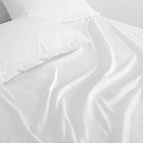 Moonsea Extra Deep Pocket Air Mattress White Sheets Twin Size - 3Pcs Side Storage Pocket Fitted Sheet & Pillowcase Twin Deep Pocket Sheet Sets Easily Fits for Kids 16in to 24in Pillow Top Air Bed Moonsea