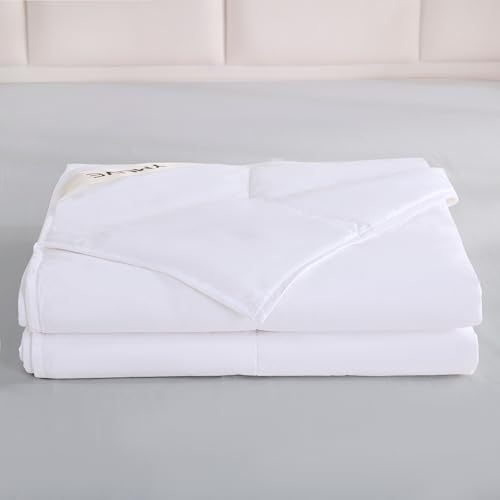 YMLIVE Summer Lightweight Wool Comforter Queen Size, 100 GSM Thin Duvet Insert, Breathable Light Down Alternative Comforter, Noiseless Cotton Shell(White) YMLIVE