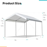 ADVANCE OUTDOOR 10x15 ft Heavy Duty Carport Potable Car Canopy Garage Party Tent Boat Shelter, Adjustable Height from 9.5 ft to 11 ft, White ADVANCE OUTDOOR