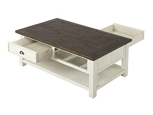 Martin Svensson Home Coffee Table Solid Wood, Cream White with Brown Top Martin Svensson Home