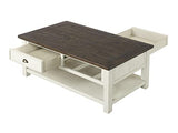 Martin Svensson Home Coffee Table Solid Wood, Cream White with Brown Top Martin Svensson Home