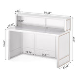 LITTLE TREE 57-Inch Reception Desk with Counter, Boho Style Front Desk, Modern Checkout Counter, Receptionist Desk for Retail, Lobby, Salon, Office, White LITTLE TREE